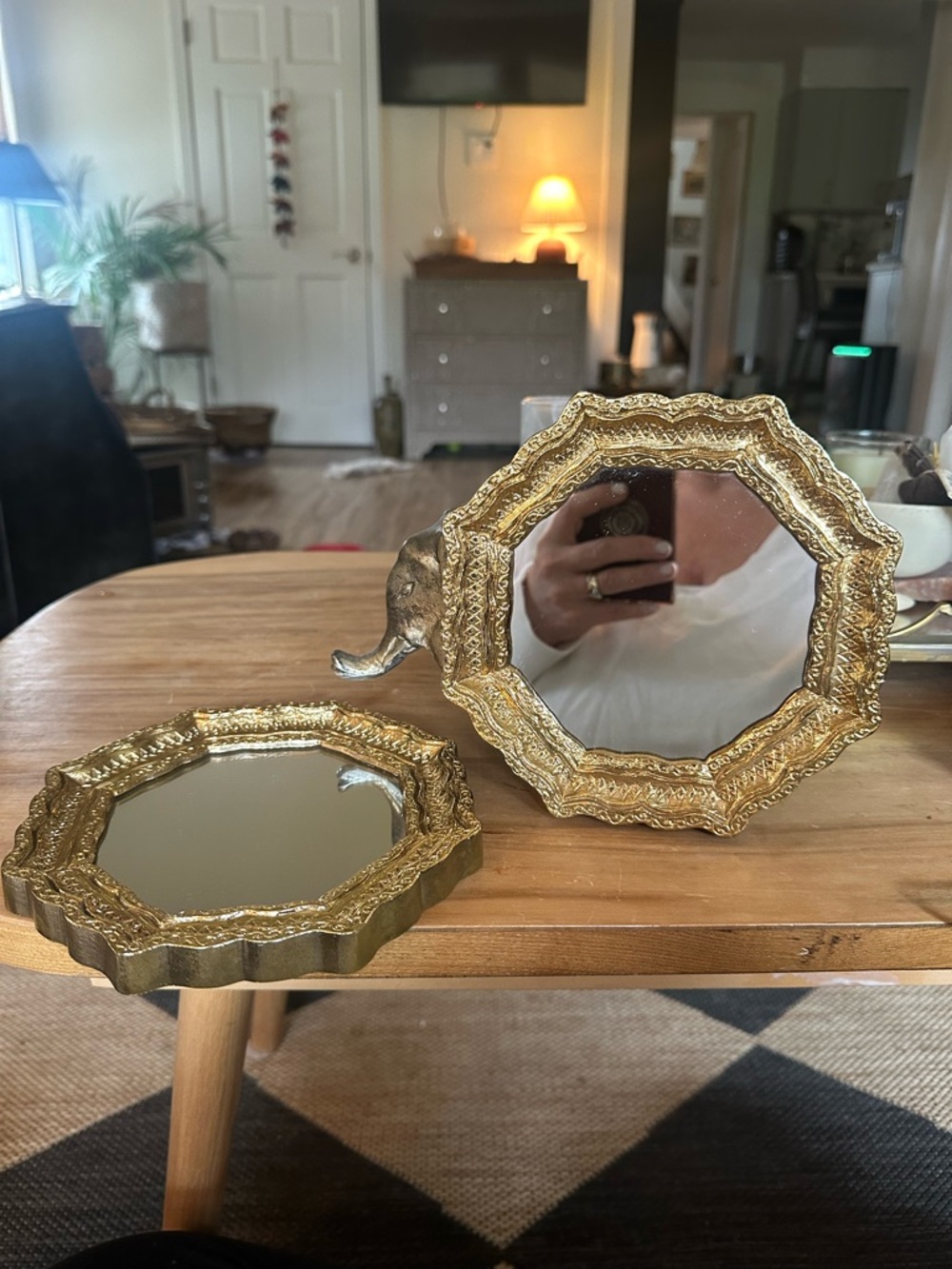 Vintage Burwood gold ornate boho Octagonal Wall Mirror set of 2. Like new